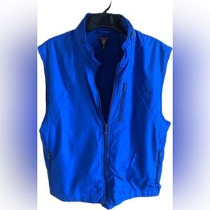 Large Scottevest Blue Vest with Hidden Hood